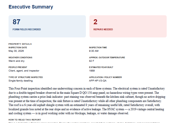 Four-Point Insurance Inspection sample screenshot 2