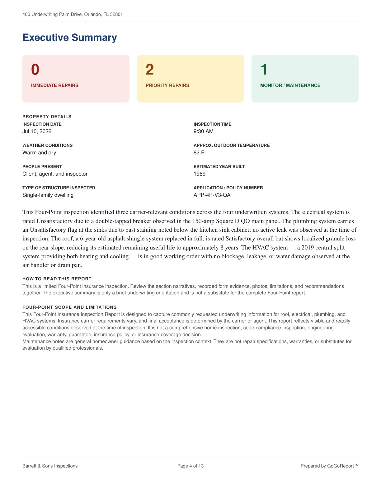 Four-Point Insurance Inspection sample screenshot 2