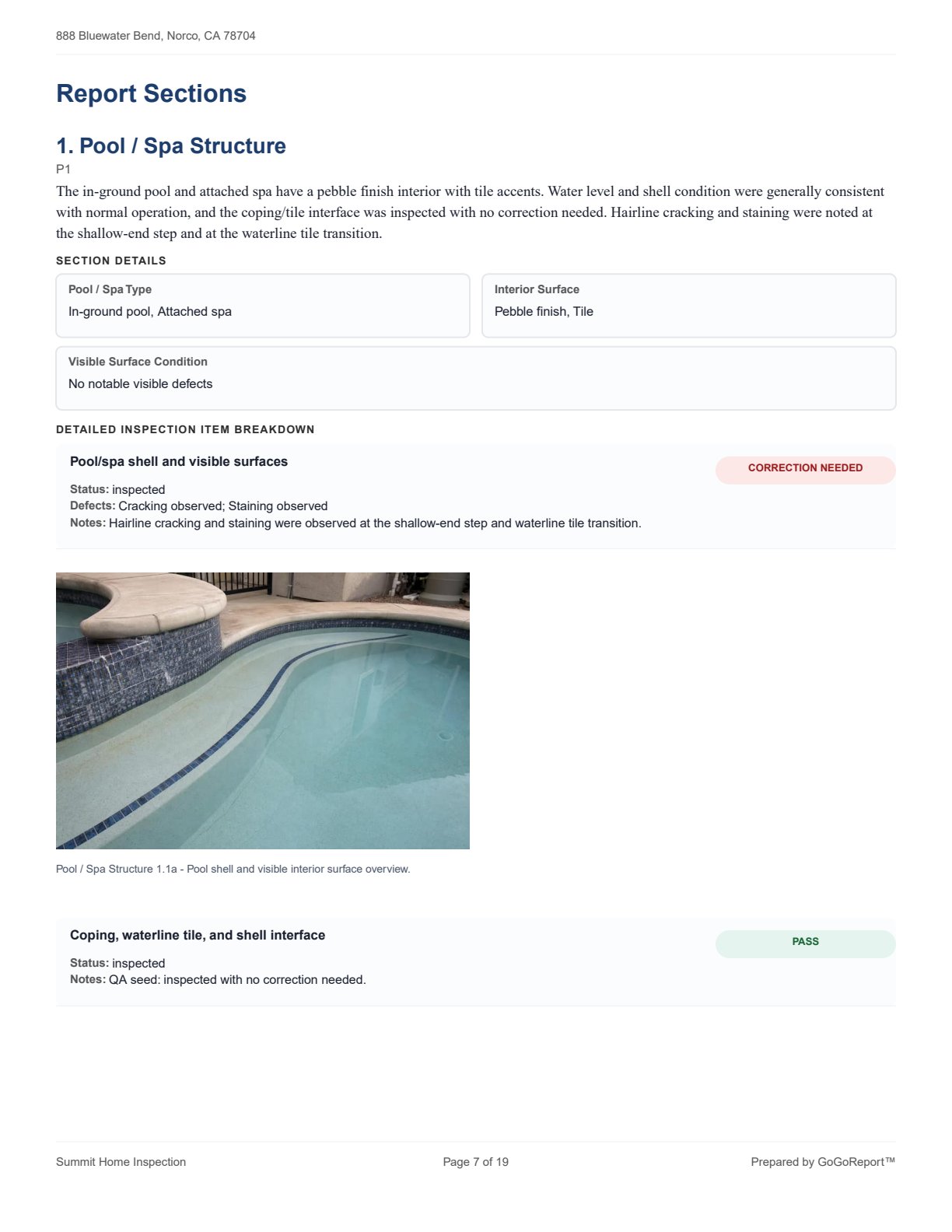 Pool / Spa Inspection sample screenshot 4