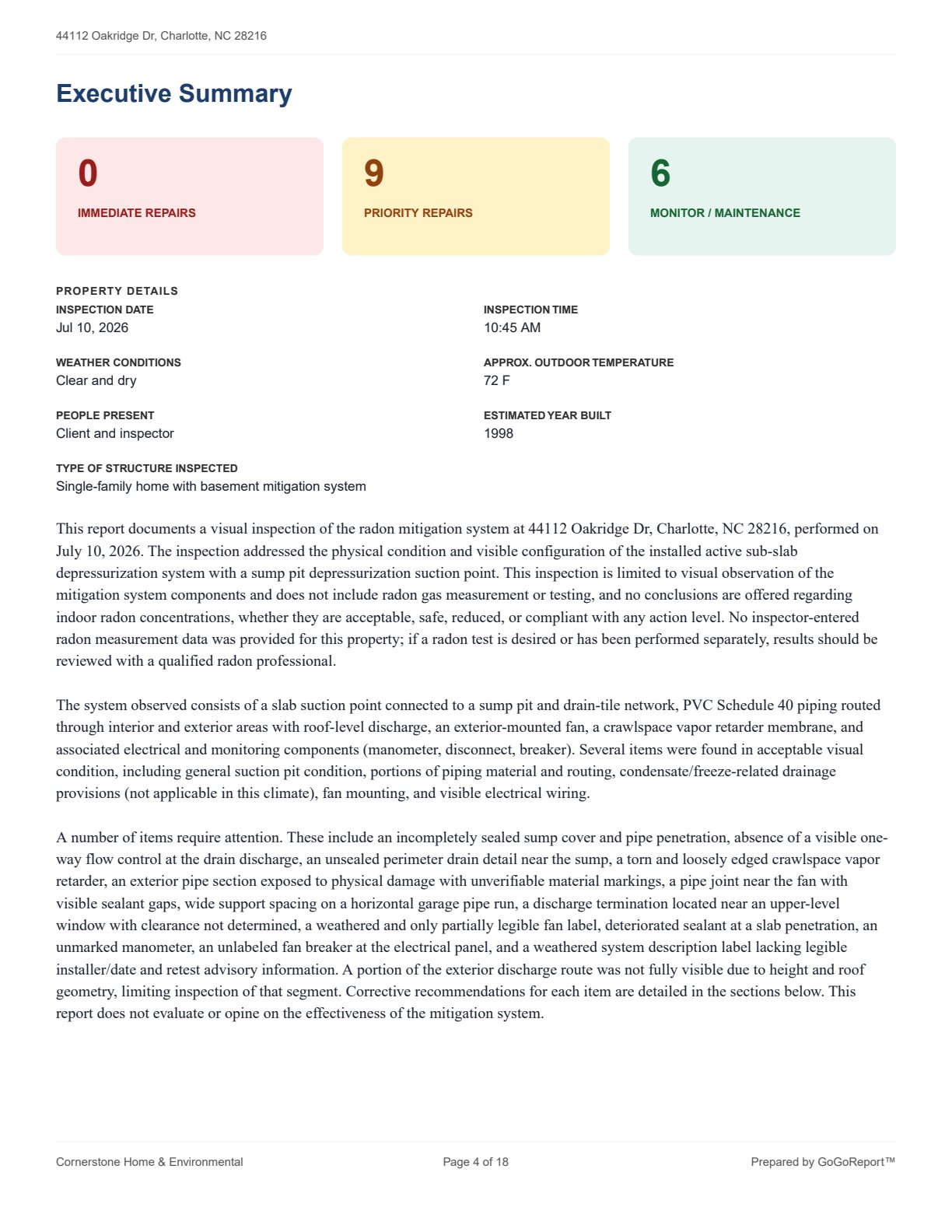 Radon Mitigation System sample screenshot 2
