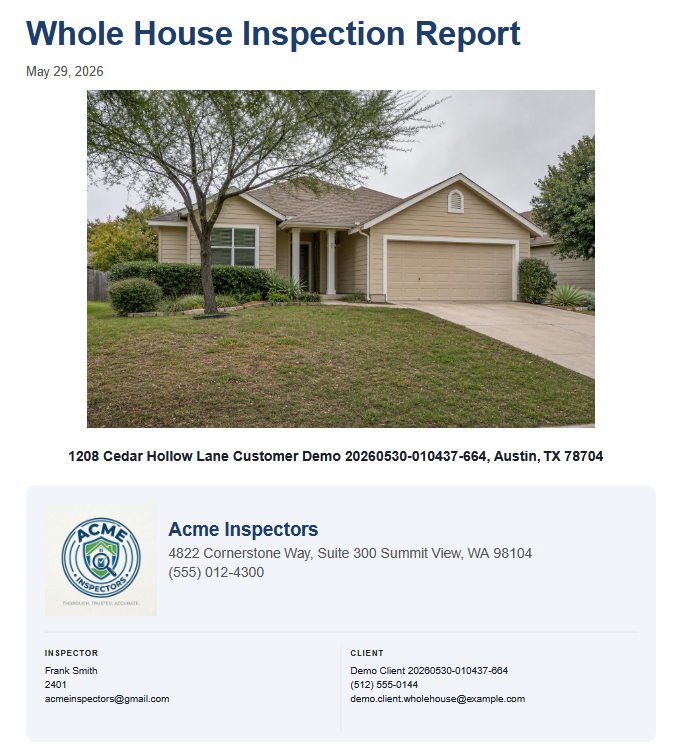 Whole House Inspection sample screenshot 1