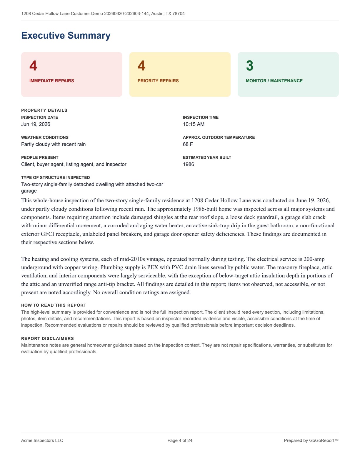 Whole House Inspection sample screenshot 2